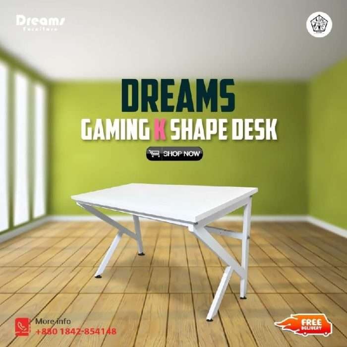 Dreams K Shape Gaming Desk White