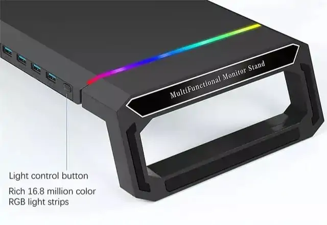 Multifunctional Monitor Stand RGB Gaming Lights with 4 USB 2.0