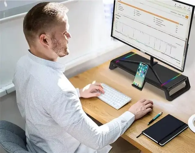 Multifunctional Monitor Stand RGB Gaming Lights with 4 USB With Man